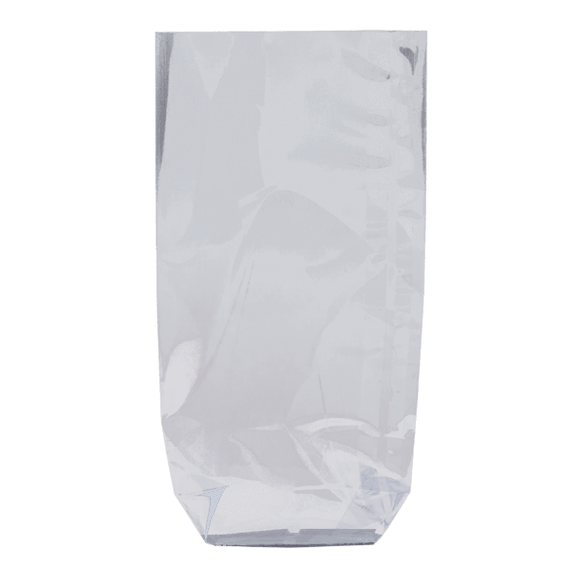 Sachet avec fond rigide PP argent 100 x 220 mm - pack de 100 unités