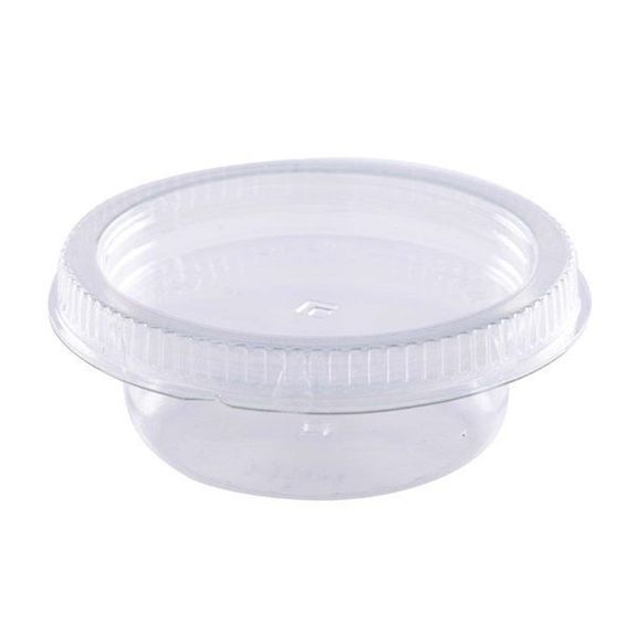 Pot à sauce en plastique RPET transparent 30 ml - 6.7 cm x 2.4 cm - carton de 1500 unités