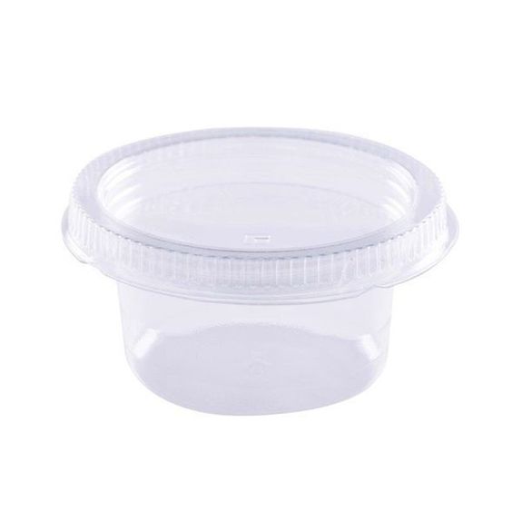 Pot à sauce en plastique RPET transparent 45 ml - 6.7 cm x 3.3 cm - carton de 1500 unités