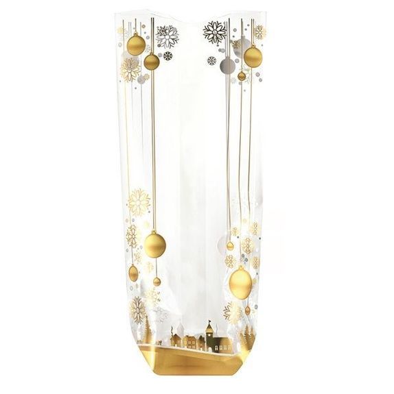 Sachet fond carton Boules et Flocons 100 x 220 mm - paquet de 100 unités