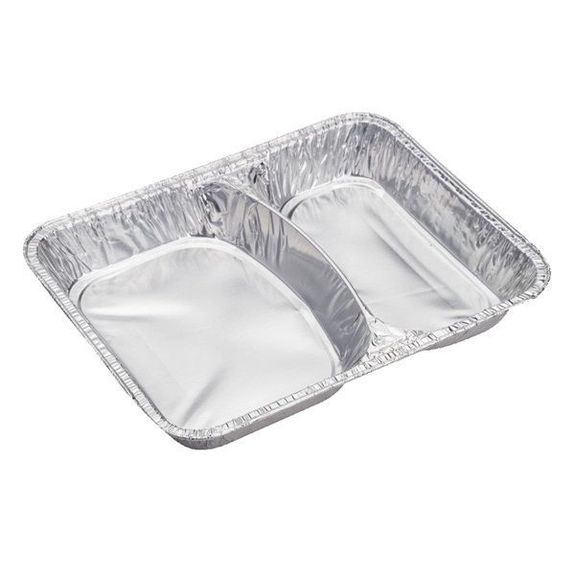 Plat 2 compartiments en aluminium - 350/480 cc - 22.7x17.7x3(h)cm - 1000 unités