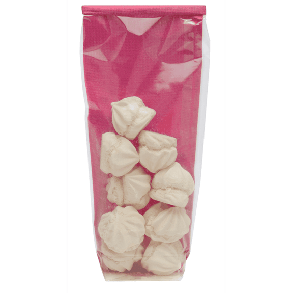 Sachet avec fond PP type TOILE DE JUTE ROSE 120 x 275 mm - paquet de 100 unités