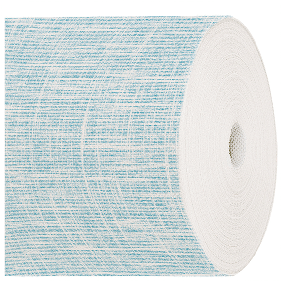 Chemin de table Spunbond Texture imprimée TURQUOISE - carton de 6 rouleaux de 48 m prédécoupés en segments de 40 x 120 cm
