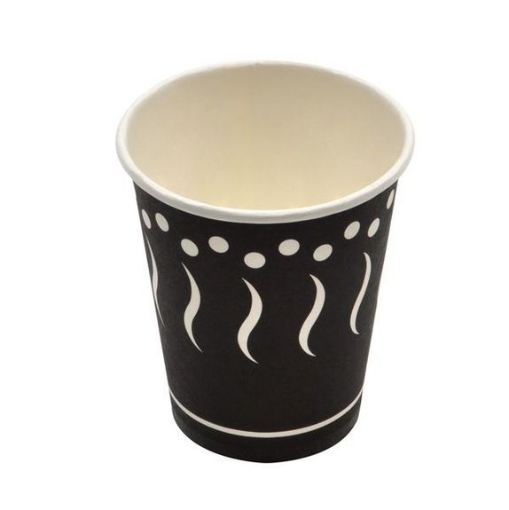 Gobelet en carton imprimé noir 18 cl - paquet de 50 unités