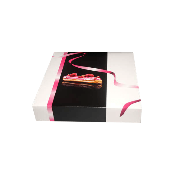 Boîte pâtissière en carton décor passe partout 32x32x5(h) cm - carton de 25 unités