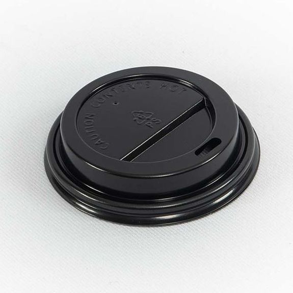 Couvercle NOIR en PS pour gobelet 18 et 21 cl - paquet de 50 unités