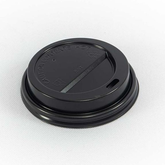 Couvercle NOIR en PS pour gobelet 24 cl - paquet de 50 unités