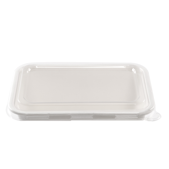 Couvercle en PET pour bac rectangulaire pour glaces en Bagasse - pack de 50 unités