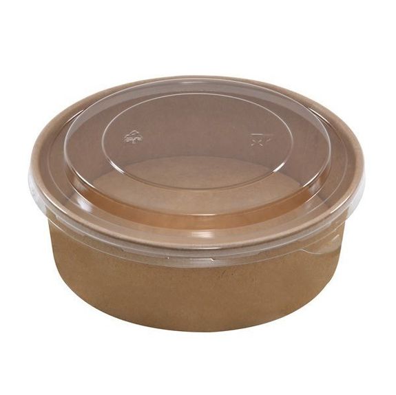 Combo boîte à salade en carton KRAFT 750 ml et couvercle en PET - pack de 25 unités