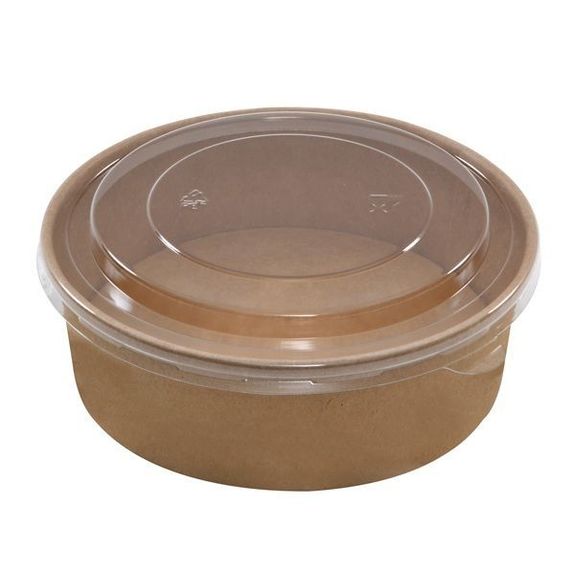 Combo boîte à salade en carton KRAFT 1000 ml et couvercle en PET - pack de 25 unités