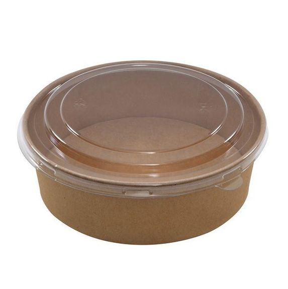 Combo boîte à salade en carton KRAFT 1100 ml et couvercle en PET - pack de 25 unités