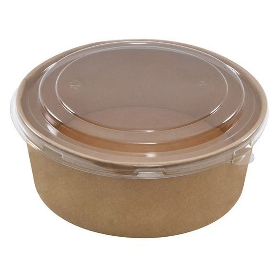 Combo boîte à salade en carton KRAFT 1300 ml et couvercle en PET - pack de 25 unités