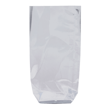 Sachet avec fond rigide PP argent 140 x 305 mm - paquet de 100 unités