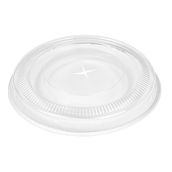 Couvercle plat en PLA avec croix pour pot compostable en PLA 40 cl à ras bord - paquet de 50 unités