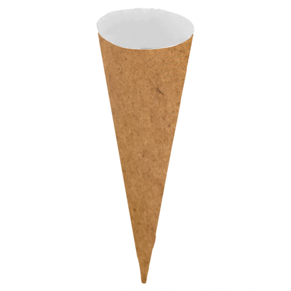 Cône en papier pour cornet à glace modèle kraft 15.3 cm x 15° - carton de 2000 unités