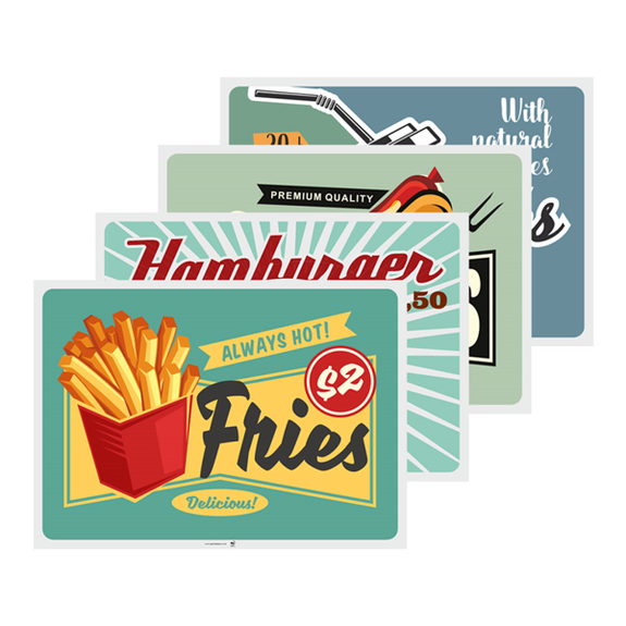 Set de table 31x43 cm VINTAGE FAST FOOD - Carton de 2000 unités