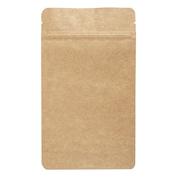 Sachet kraft DOYPACK 450 ml avec zip et intérieur aluminium 13 + 3.5 x 22.5 cm - paquet de 50 unités