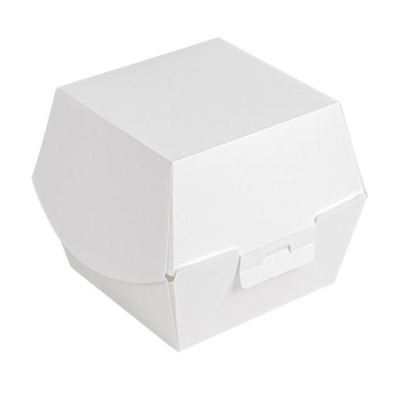 Coque burger large extra haute en carton nano-micro BLANCHE 14.4x13.6x11.5 cm - carton de 500 unités