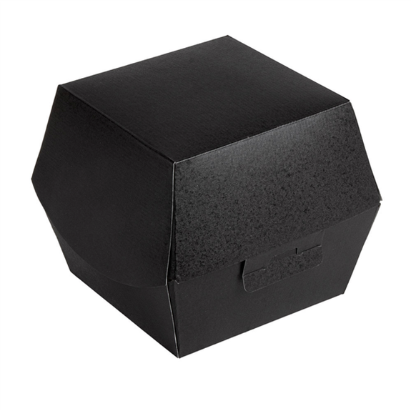 Coque burger large extra haute en carton nano-micro NOIRE 14.4x13.6x11.5 cm - carton de 500 unités