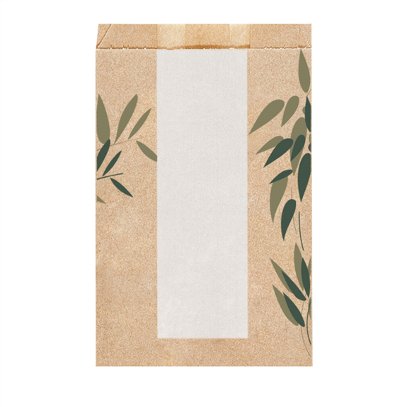 Sac à pain ou baguette avec fenêtre biodégradable Feel Green 14 + 10 x 22 cm - pack de 250 unités