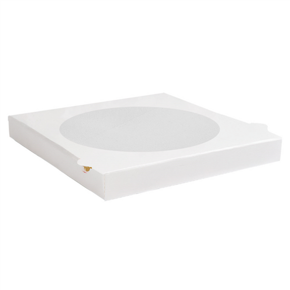 Boite à pizza blanche avec fenêtre 32 x 32 x 3.8 cm - pack de 100 unités