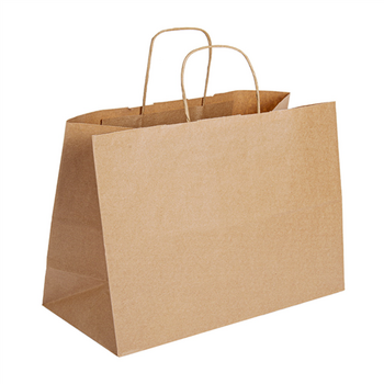 Sac papier avec poignée ficelle 40 + 15 x 32 cm neutre KRAFT - carton de 150 unités