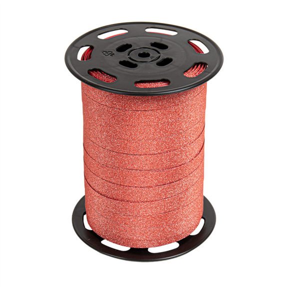 Bolduc pailleté GLITTER ROUGE 10 mm x 100 m - Vendu à l'unité