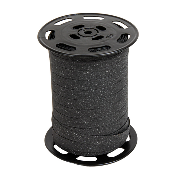 Bolduc pailleté GLITTER NOIR 10 mm x 100 m - Vendu à l'unité