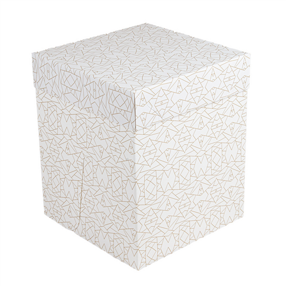 Boîte pâtissière haute BLANCHE décorée 25.4x25.4x30.5(h) cm - carton de 30 unités