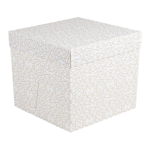 Boîte pâtissière haute BLANCHE décorée 35.6x35.6x30.5(h) cm - carton de 30 unités