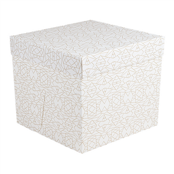 Boîte pâtissière haute BLANCHE décorée 35.6x35.6x30.5(h) cm - carton de 30 unités