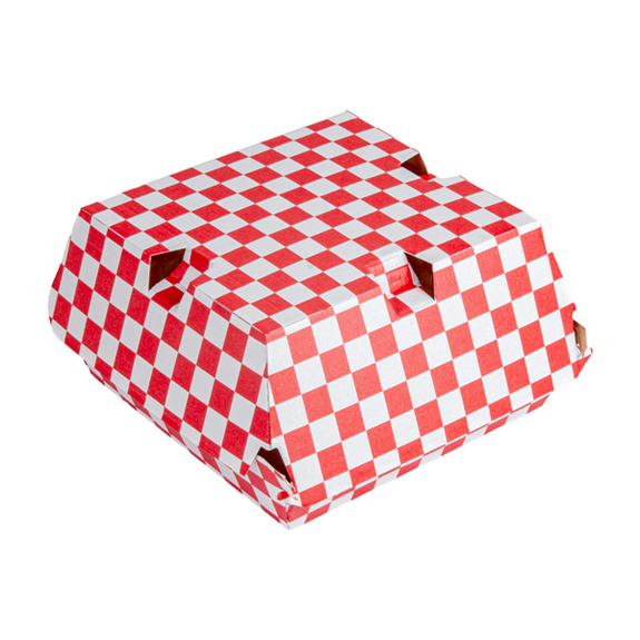Coque burger en carton nano-micro VICHY ROUGE 14,7x14x7 cm - carton de 500 unités