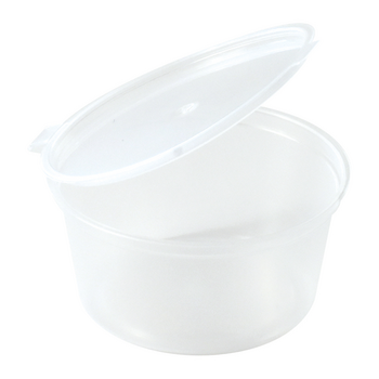 Pot à sauce en plastique transparent 30 ml avec couvercle intégré - carton de 1000 unités