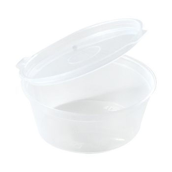Pot à sauce en plastique transparent 60 ml avec couvercle intégré - carton de 1000 unités
