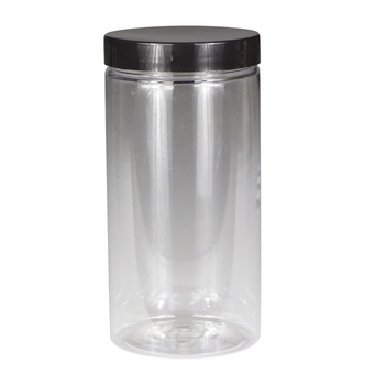 Pot en PET 500 ml avec couvercle noir en PET - carton de 156 unités