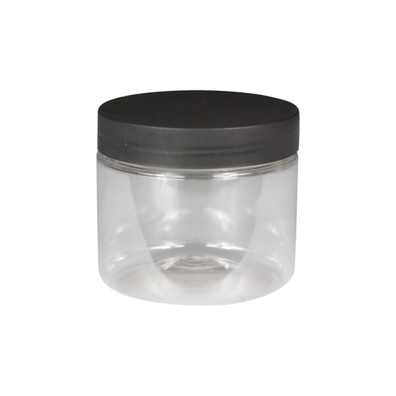 Pot en PET 400 ml avec couvercle noir en PET - carton de 168 unités