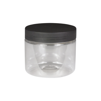 Pot en PET 400 ml avec couvercle noir en PET - carton de 168 unités