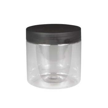 Pot en PET 500 ml avec couvercle noir en PET - carton de 144 unités