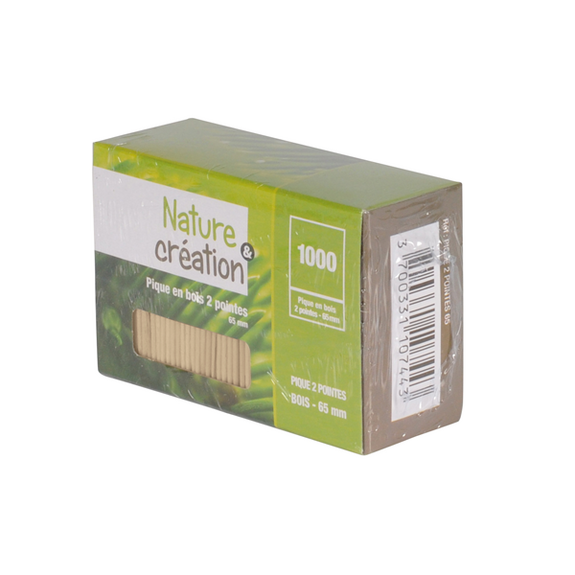 Pique en bois 2 pointes 6.5 cm - 50 paquets de 1000 unités