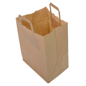 Sac papier avec poignées plates 26 + 17 x 25 cm neutre Kraft - carton de 250 unités