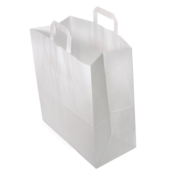Sac papier avec poignées plates 32 + 16 x 35 cm Blanc - carton de 250 unités
