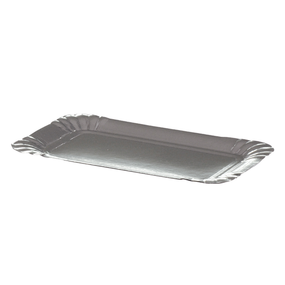Plateau traiteur en carton Argent 10x16 cm - Carton de 50 unités