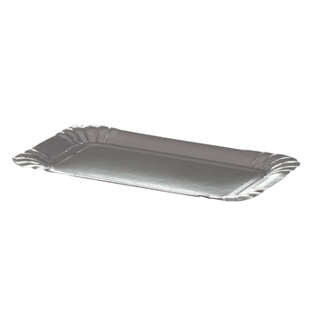 Plateau traiteur en carton Argent 10x16 cm - Carton de 50 unités