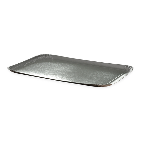 Plateau traiteur en carton Argent 28x42 cm - Carton de 100 unités