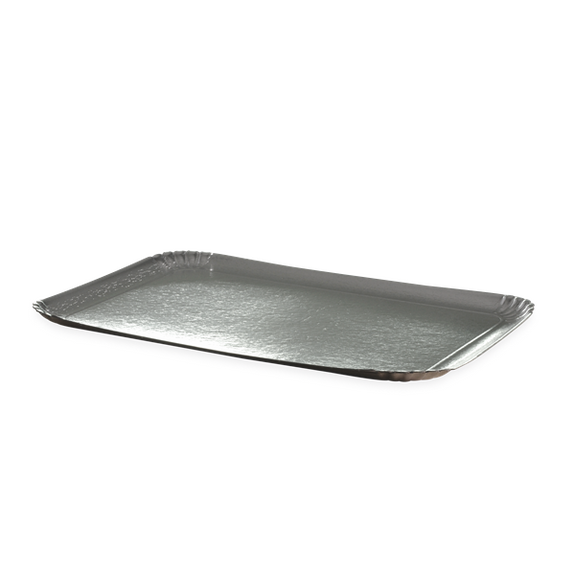 Plateau traiteur en carton Argent et dessous Or 2 25x34 cm - Carton de 100 unités