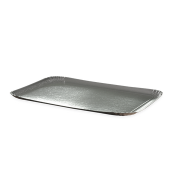Plateau traiteur en carton Argent et dessous Or 28x42 cm - Carton de 100 unités