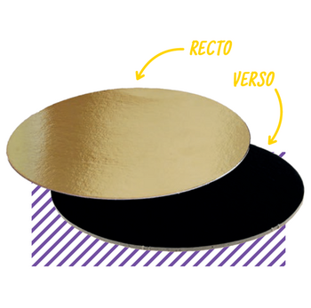 Support à pâtisserie rond double face OR et NOIR Ø 36 cm - pack de 100 unités