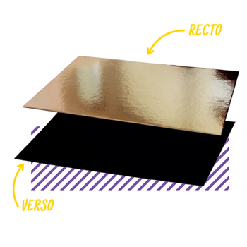 Support à pâtisserie rectangulaire double face OR et NOIR 20x50 cm - pack de 50 unités