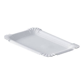 Plateau en carton laminé blanc pâtisseries & fast-foods 10 x 16 cm - Carton de 3000 unités