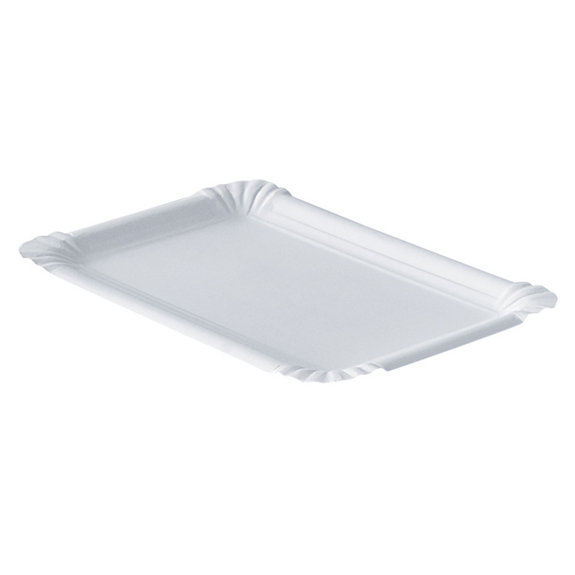 Plateau en carton laminé blanc pâtisseries & fast-foods 13 x 20 cm - Carton de 1500 unités